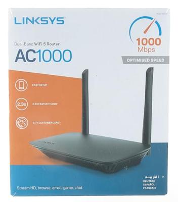 Linksys E5350 dual-band WiFi 5 WLAN-router (AC1000) - draadloze internetrouter voor gamen en streamen met WiFi-snelheden tot 1 Gbps, 4 Ethernet-poorten en ouderlijk toezicht