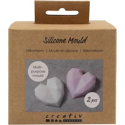 Creativ Company Siliconen vormen, facetgeslepen hart, h: 2 cm, l: 6 cm, b: 5,8 cm, 2 stuk/ 1 doos