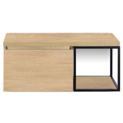 Frozen Badmeubelset 100 cm - Greeplijst in Kleur - Zwart Frame - Wastafelbovenblad Casella Oak