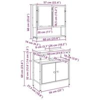 Badkamermeubelset 2 pcs Bruin 60 x 30 x 60 cm Bewerkt hout - thumbnail