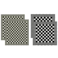 Zavelo Keukendoeken En Theedoeken Set Ruitpatroon Zwart (3+3 stuks) - thumbnail