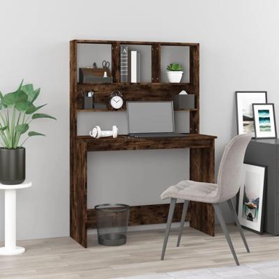 Bureau met schappen 102x45x148 cm bewerkt hout gerookt eiken