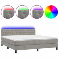 Boxspring met matras en LED fluweel lichtgrijs 160x200 cm - thumbnail