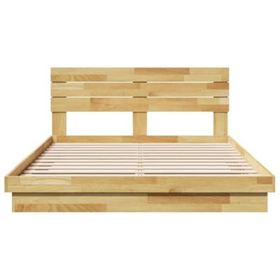 Bedframe hoofdeinde zonder matras 140x190 cm massief hout eiken