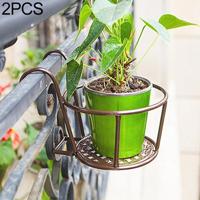 2 stuks ijzeren metalen leuning potplanten planken opknoping bloempot rack (brons) - thumbnail