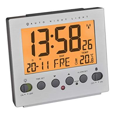 TFA Dostmann 60.2561.55 Zendergestuurd Wekker Zilver Alarmtijden 1