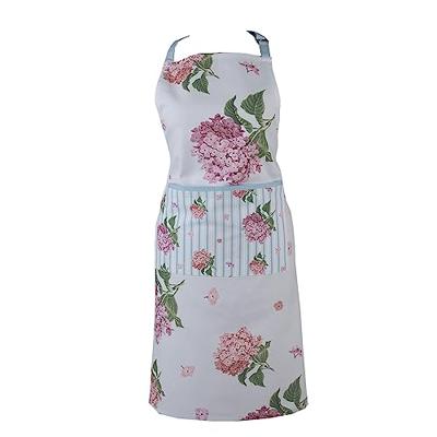 Clayre & Eef Keukenschort 70x85 cm Blauw Roze Katoen Hortensia