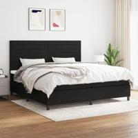 Boxspring met matras stof zwart 200x200 cm - thumbnail