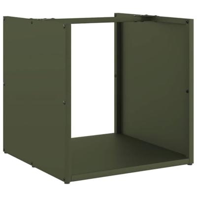 VidaXL Brandhoutrek 40x40x40 cm koudgewalst staal olijfgroen VidaXL Brandhoutrek 40x40x40 cm koudgewalst staal olijfgroen