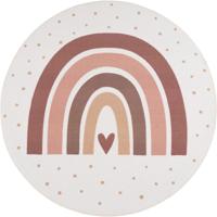 Kindervloerkleed Rond Regenboog COCO Crème - Zacht Speelkleed voor Babykamer en Kinderkamer - thumbnail