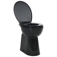 VidaXL Randloos toilet 7 cm verhoogde hoogte soft-close keramiek zwart - thumbnail