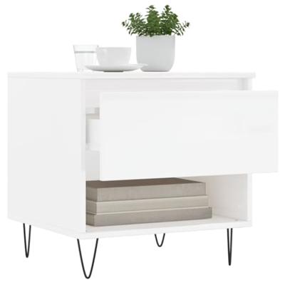 Salontafels 2 st 50x46x50 cm bewerkt hout hoogglans wit