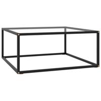 Salontafel met gehard glas 80x80x35 cm zwart - thumbnail