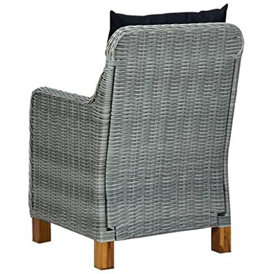 Tuinstoelen 2 st met kussens poly rattan lichtgrijs - thumbnail