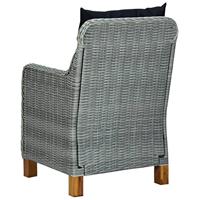 Tuinstoelen 2 st met kussens poly rattan lichtgrijs - thumbnail