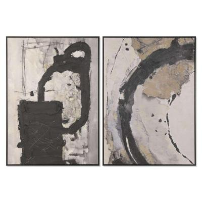 Schilderij Home ESPRIT Zwart Grijs Modern 103 x 4 x 143 cm (2 Stuks)