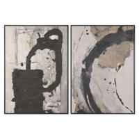 Schilderij Home ESPRIT Zwart Grijs Modern 103 x 4 x 143 cm (2 Stuks) - thumbnail