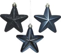 6 Sterren plastic glans-mat-glitter 2x7.5x7.5cm nacht blauw KSD - Ksd - thumbnail