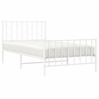 Bedframe met hoofd- en voeteneinde metaal wit 100x190 cm - thumbnail