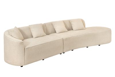Moderne bank ATELIER L 330cm beige Bouclé XXL bank incl. kussens - 46548