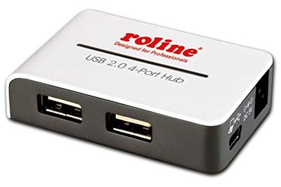 ROLINE USB 2.0 Hub, Black and White, 4 poorts, met voeding ROLINE USB 2.0 Hub, Black and White, 4 poorts, met voeding
