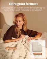 Duux Yentl Overblanket Stripped Rabbit Faux Fur (200 x 200) Elektrische deken Beige - thumbnail