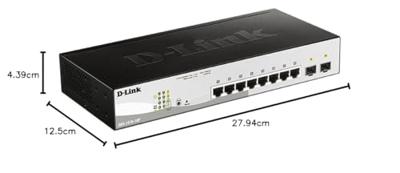 D-Link DGS-1210-10 10-poorts Gigabit Smart Switch (8 x 10/100/1000 Mbit/s Base-T-poorten, 2 x 100/1000 Mbit/s SFP-poorten)