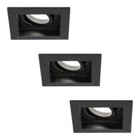 Set van 3 Fresno LED inbouwspots vierkant - GU10 - 4 Watt 345 Lumen - 6500K Daglicht Wit - Dimbaar - Kantelbaar - Verzonken - IP20 voor binnen - Zwart - Anti-glare - thumbnail