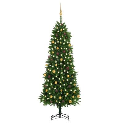 VidaXL Kunstkerstboom met verlichting en kerstballen 240 cm groen