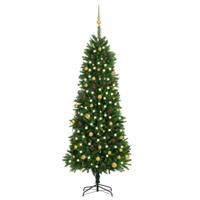 VidaXL Kunstkerstboom met verlichting en kerstballen 240 cm groen - thumbnail