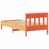 Bedframe zonder matras massief grenenhout wasbruin 75x190 cm - thumbnail