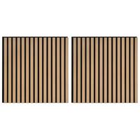 Akoestische wandpanelen 2 st latten 60,5x60 cm eikenfineer - thumbnail