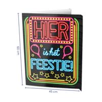 Neon Raambord Hier Is Het Feestje (60x45cm) - thumbnail