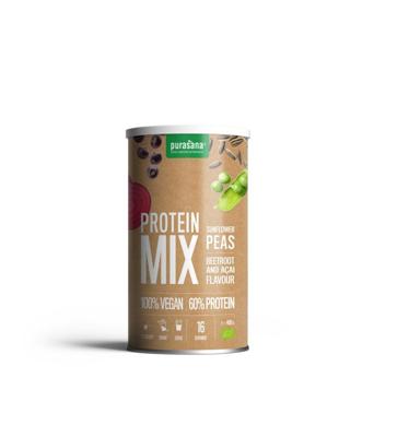 Purasana Protein mix pea sunflower beetroot acai vegan bio 400 Gram Purasana Protein mix pea sunflower beetroot acai vegan bio 400 Gram