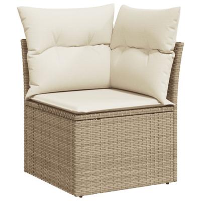 4-delige Loungeset met kussens poly rattan beige - thumbnail