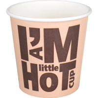 Depa | Koffiebeker | I´M a HOT cup | Karton + PE | 100ml | 4oz | 60mm | bruin | 1000 stuks - thumbnail