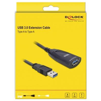 Delock 83089 USB-kabel USB 3.0 USB-A stekker, USB-A bus, DC-bus 3,5 mm 5.00 m Zwart