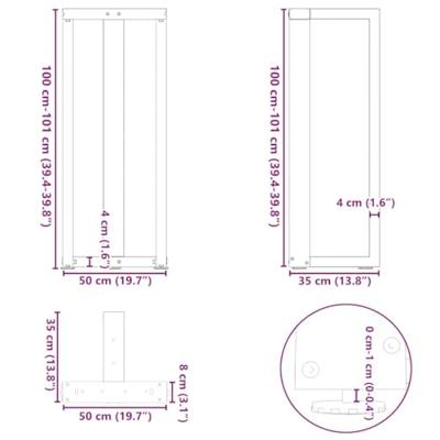 Bartafelpoten 2 st T-vormig 50x35x(100-101) cm staal zwart