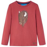 Kindershirt met lange mouwen runderprint 140 roodbruin - thumbnail