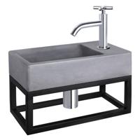 Differnz Differnz Force fonteinset beton donkergrijs - kraan kruis - met handdoekrek chroom - thumbnail