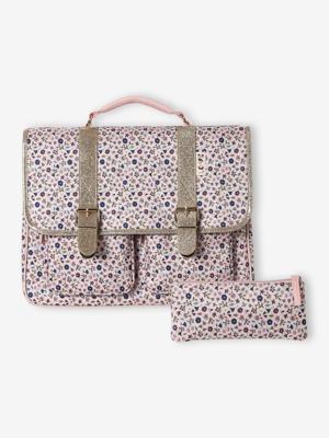 Personaliseerbare LILIBETH schooltas + etui met bloemenprint voor meisjes rozen