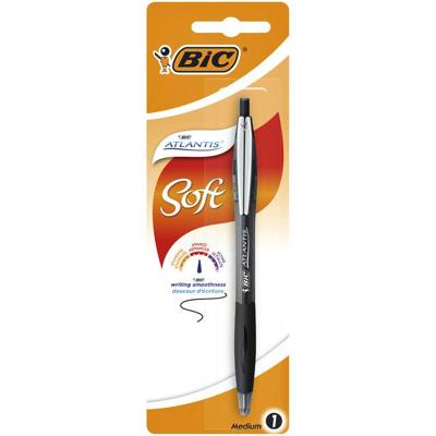 Balpen bic atlantis soft clic m zwart | 20 stuks