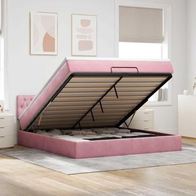 Ottoman bed met matras 180x200 cm fluweel roze