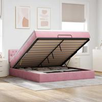 Ottoman bed met matras 180x200 cm fluweel roze - thumbnail