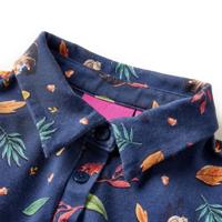 Kinderjurk met lange mouwen blaadjesprint 140 marineblauw - thumbnail