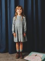 Jurk met stippen in katoenen gaas voor meisjes saliegroen - thumbnail