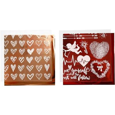 Creativ Company Deco folie en transfervel, harten en love, vel 15x15 cm, rood, 2x2 vel/ 1 doos