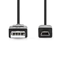 Nedis USB-Kabel | USB 2.0 | USB-A Male | USB Mini-B 5-Pins Male | 480 Mbps | Vernikkeld | 1.00 m | Rond | PVC | Zwart | Doos - CCGB60300BK10 - thumbnail