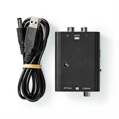 Audio-omvormer digitaal naar stereo | 1-wegs | Digitale RCA Female + Toslink Female | 2x RCA (stereo) Female