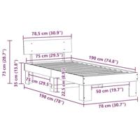 Bedframe met hoofdeinde Bruin 75 x 190 cm Massief grenenhout - thumbnail